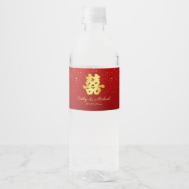 Rótulo De Garrafa De Vinho Fla de neve de casamento chinês vermelho dupla fel