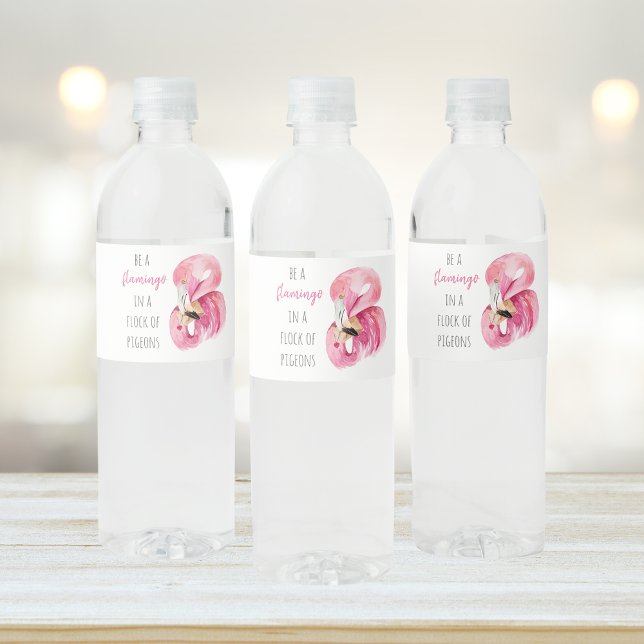 Rótulo De Garrafa De Vinho Flamingo, Cor de Água Rosa Moderna, Com Citação (Criador carregado)