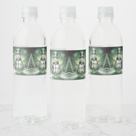 Rótulo De Garrafa De Vinho Flocos de Neve Homem de Neve Verde Feriado