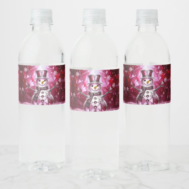 Rótulo De Garrafa De Vinho Flocos de Neve Homem de Neve Vermelho Feriado (Garrafas)