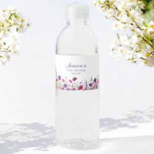 Rótulo De Garrafa De Vinho Flor silvestre, Chá de fraldas de flor roxa-rosa