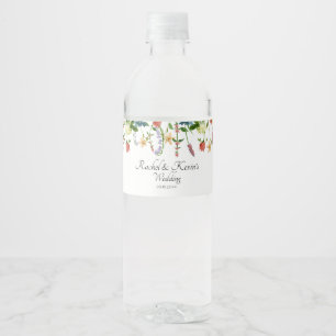 Rótulo De Garrafa De Vinho Floral de Flor Selvagem Botânica