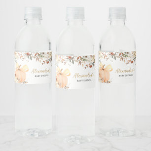 Rótulo De Garrafa De Vinho Floral Pumpkin Cai no Chá de fraldas do Amor