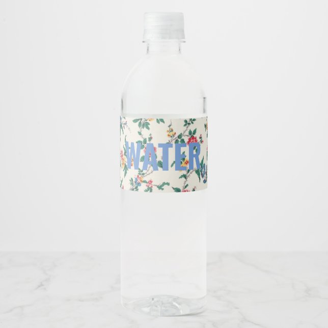 Rótulo De Garrafa De Vinho Floral Vintage (Frente)
