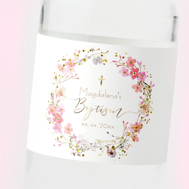 Rótulo De Garrafa De Vinho flores batismo (Criador carregado)