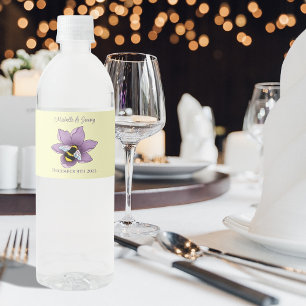 Rótulo De Garrafa De Vinho Flores de Lavanda de mamangabas amarelas