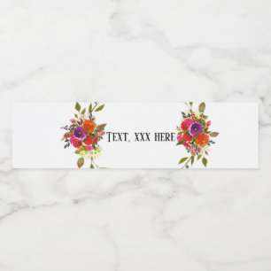 Rótulo De Garrafa De Vinho Flores florais roxas