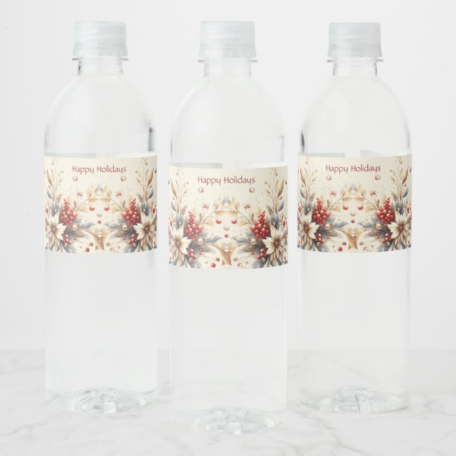 Rótulo De Garrafa De Vinho Flores Modernas de Feriado (Garrafas)