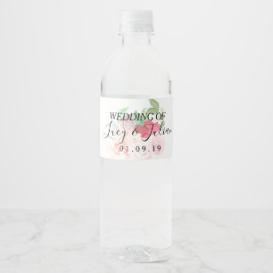Rótulo De Garrafa De Vinho Flores Pintadas à Aquarela Casamento Romântico