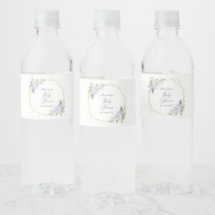 Rótulo De Garrafa De Vinho Flores Roxas, Flores Brancas, Boho, Chá de Bebê