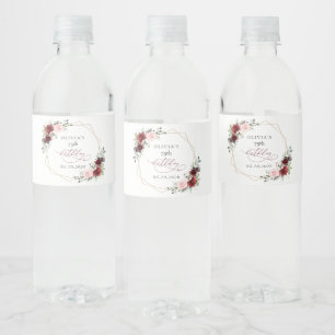Rótulo De Garrafa De Vinho Flores Vermelhas Borgonha, Flores Rosadas, Anivers