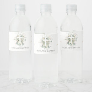 Rótulo De Garrafa De Vinho Folhagem Dourada Verde Rótulo de Vinho Cruzado Ba
