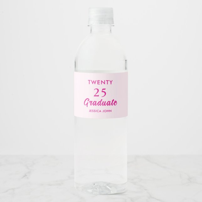 Rótulo De Garrafa De Vinho Formanda Minimal Elegant Pink da turma de 2025 (Frente)