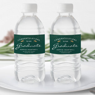 Rótulo De Garrafa De Vinho Formatura 2026 Verde Escuro Caps Dourados Rótulo B