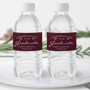 Rótulo De Garrafa De Vinho Formatura Burgundy Gold Cap White Script 2026