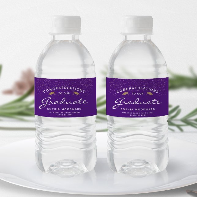 Rótulo De Garrafa De Vinho Formatura com Tampa Dourada e Letra Branca (Criador carregado)