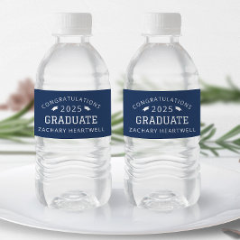 Rótulo De Garrafa De Vinho Formatura Esportiva Azul Marinho Branco 2026