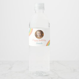 Rótulo De Garrafa De Vinho Foto de Aniversário do Bom Colorido Pastel Rainbow