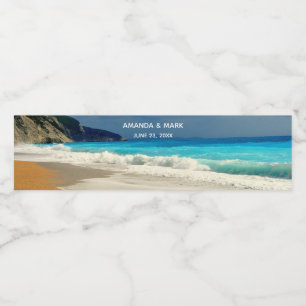 Rótulo De Garrafa De Vinho Fotografia tropical do Mar Azul, Belo Turquesa