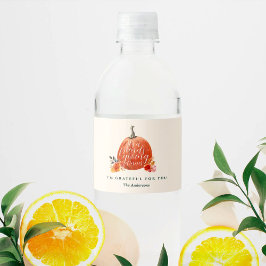 Rótulo De Garrafa De Vinho Friendsgiving Dinner Orange Pumpkin Watercolor