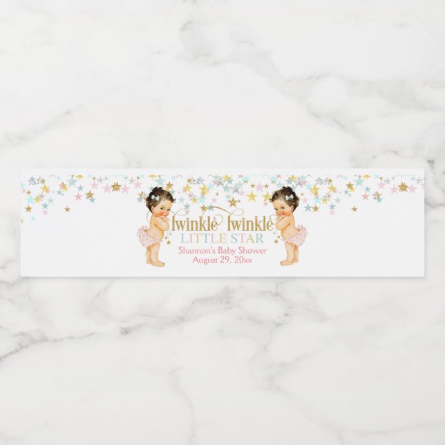 Rótulo De Garrafa De Vinho Garotas Gêmeas das Estrelas Brilhantes (Rótulo Único)