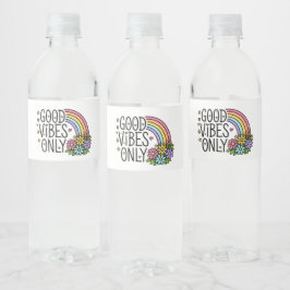 Rótulo De Garrafa De Vinho Garrafa de Água Arco-Íris Groovy Retrô Vibrações P