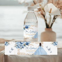 Garrafa de Água Quinceañera Princesa Azul Bebê e D