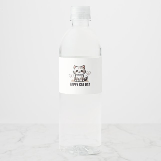 Rótulo De Garrafa De Vinho Garrafas Únicas de Água com Designs de Gato (Frente)