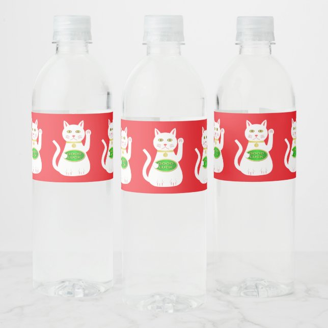Rótulo De Garrafa De Vinho Gato Sortudo Oriental Padrão (Garrafas)