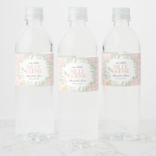 Rótulo De Garrafa De Vinho Gingham Floral do Ganso Bobo Rosa