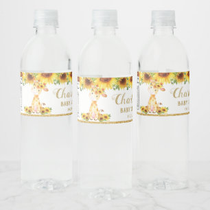 Rótulo De Garrafa De Vinho Girafa Sunflower Giraffe Chá de fraldas Favor