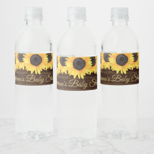 Rótulo De Garrafa De Vinho Girassóis Rústicos ao Sol para Chás de Bebê de Mad