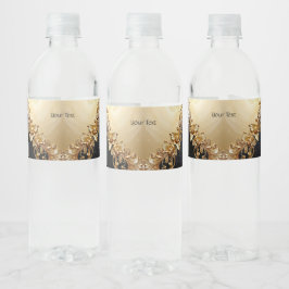 Rótulo De Garrafa De Vinho Gold Floral Embellishments Water Bottle Label