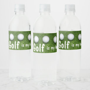 Rótulo De Garrafa De Vinho Golfe é minha terapia com bolas de golfe em verde