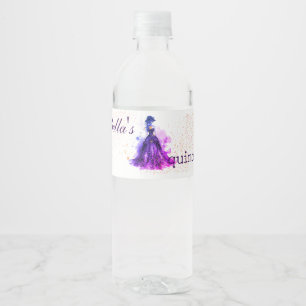 Rótulo De Garrafa De Vinho Gótica Glam Quince vestido roxo