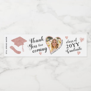 Rótulo De Garrafa De Vinho Graduação Branca Elegante de Foto Personalizada Ob