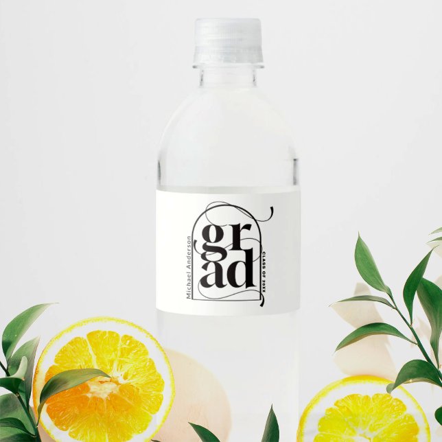 Rótulo De Garrafa De Vinho Graduação Mínima Moderna em negros (Criador carregado)