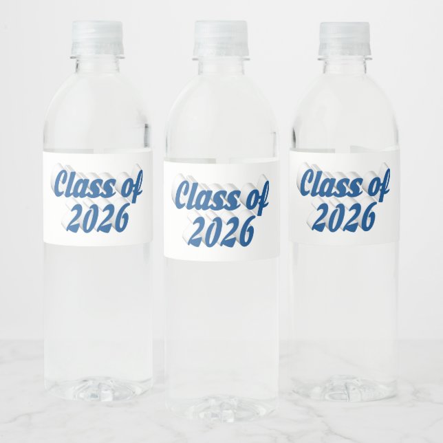 Rótulo De Garrafa De Vinho Graduação turma de 2026 texto azul (Garrafas)