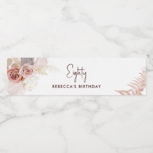 Rótulo De Garrafa De Vinho Grama de pampas de Festa de aniversário Floral