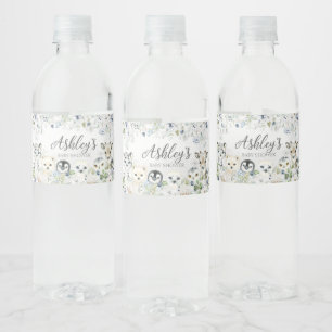 Rótulo De Garrafa De Vinho Greenery Winter Artic Animal Chá de fraldas