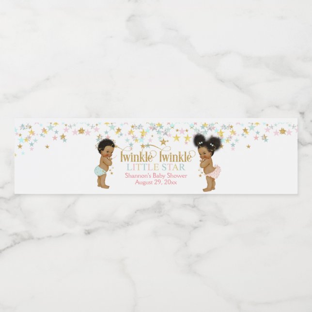 Rótulo De Garrafa De Vinho Grelha Pequena Estrela Sexo Neutro Bebê Étnico (Rótulo Único)