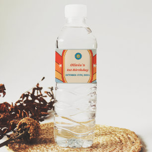 Rótulo De Garrafa De Vinho Groovy Retro Festa de aniversário Arco-íris