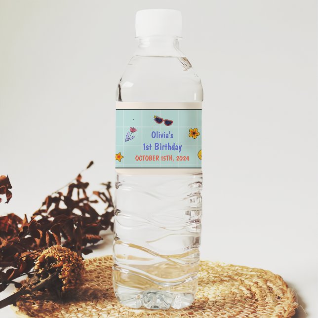 Rótulo De Garrafa De Vinho Groovy Retro Hippie Festa de aniversário (Criador carregado)