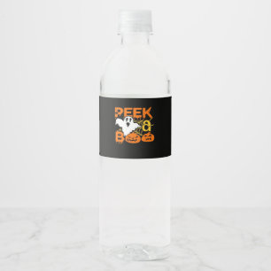 Rótulo De Garrafa De Vinho Halloween Com Pumpkins Peekaboo