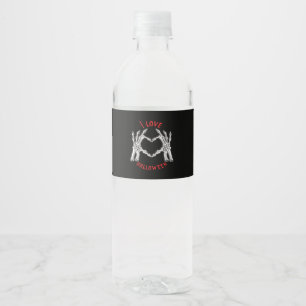 Rótulo De Garrafa De Vinho Halloween Skeletal Mãos Coração Engraçado Dizendo