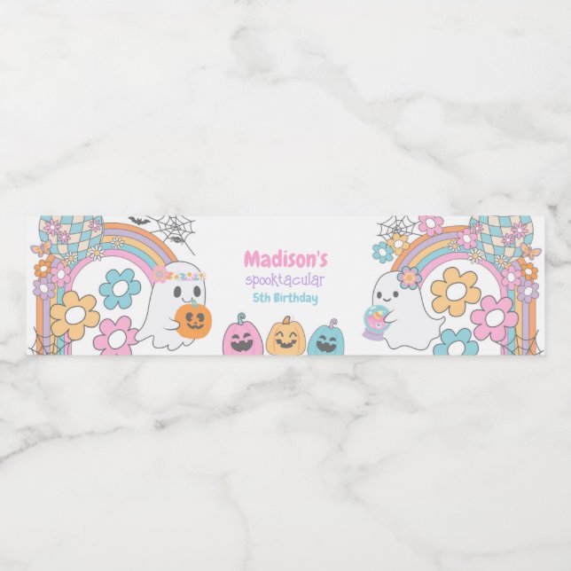 Rótulo De Garrafa De Vinho Hippie Halloween Ghost (Rótulo Único)