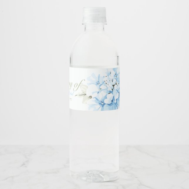 Rótulo De Garrafa De Vinho Hortênsias Flor Pastel (Frente)