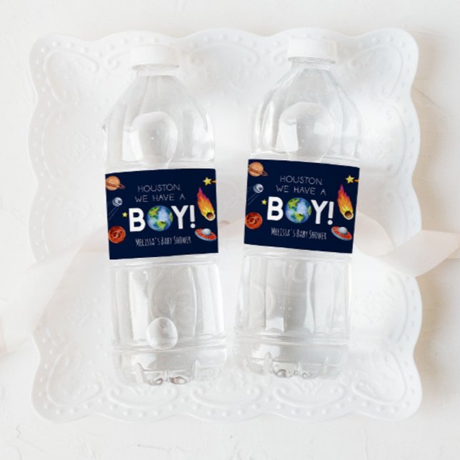 Rótulo De Garrafa De Vinho Houston Temos Um Chá de fraldas Da Galáxia Espacia (Criador carregado)