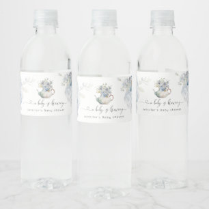 Rótulo De Garrafa De Vinho Hydrangeas Azul bebê está criando chá de fraldas