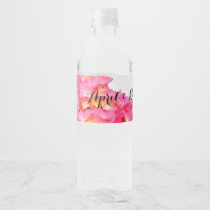 Rótulo De Garrafa De Vinho Hydrangeas cor-de-rosa, floral romântico